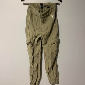 Khaki Green Cargo Pants with Adjustable Waist